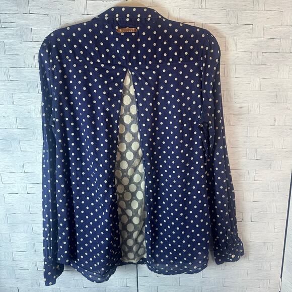 Birds of Paradise women’s polkadotted blouse button up lace back romantic - Picture 5 of 9